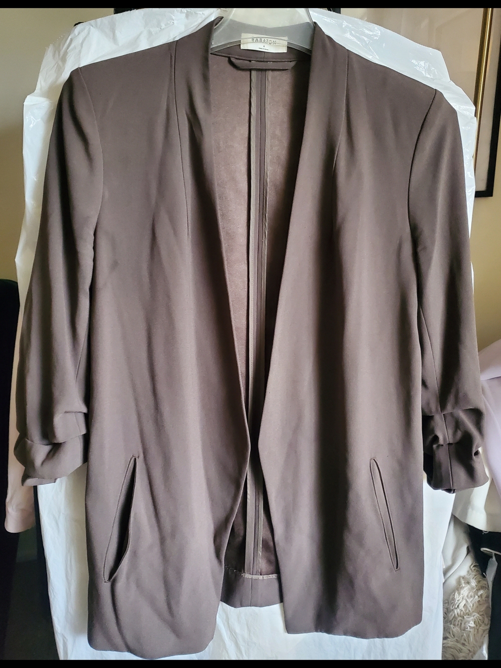 Babaton Chocolate Brown Open-Front Blazer Jacket